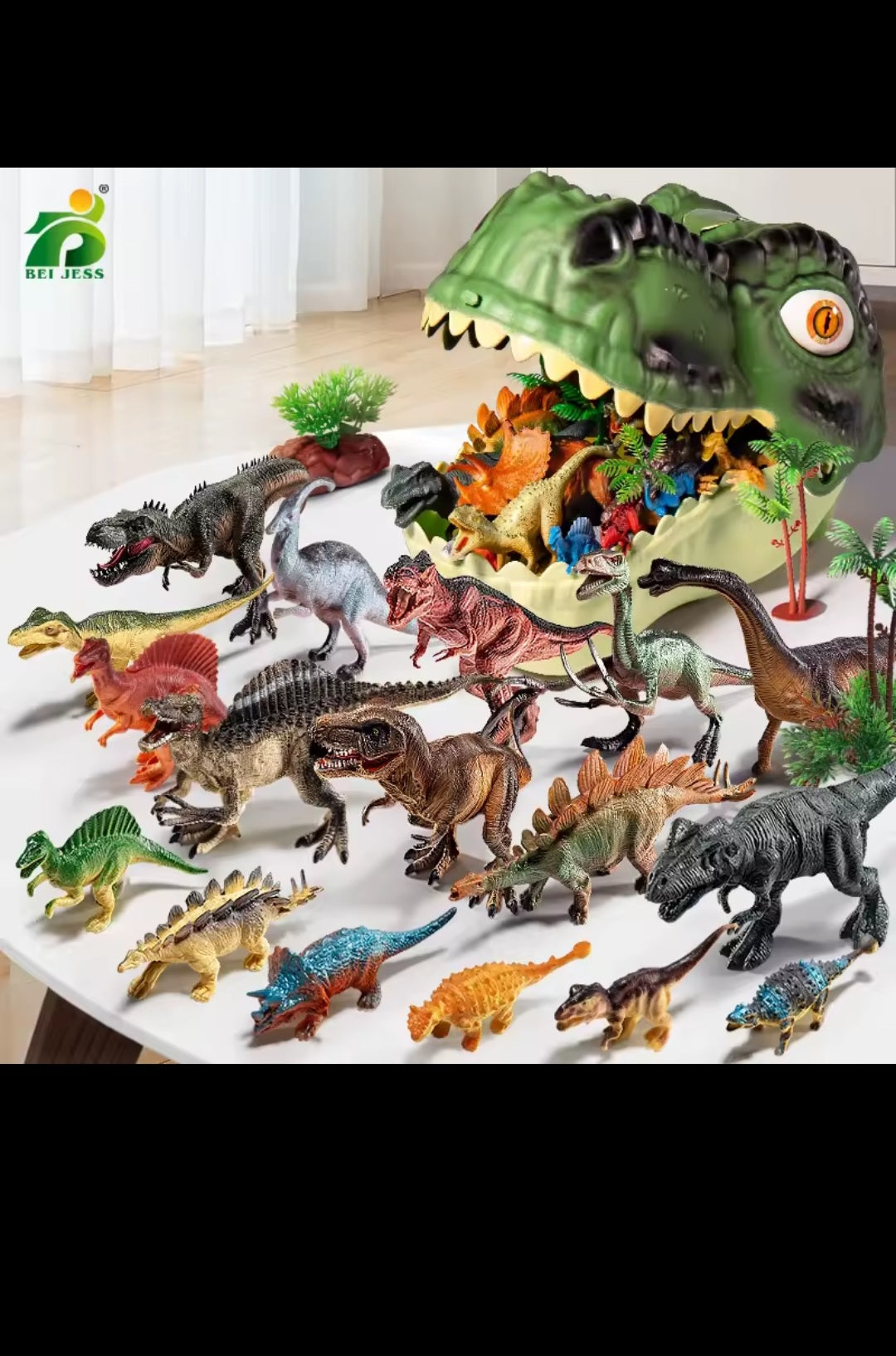 Coffret Dinosaures XXL – 64 pièces avec Tête de T-Rex et accessoires