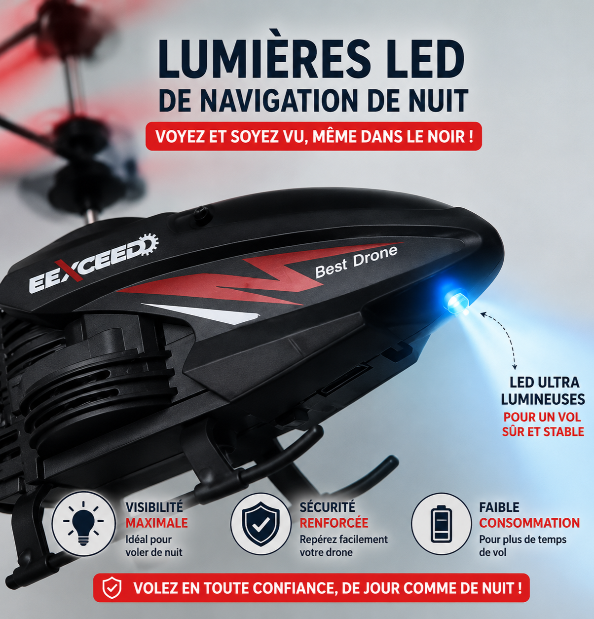Hélicoptère Télécommandé avec LED – Rechargeable & Vol Stable