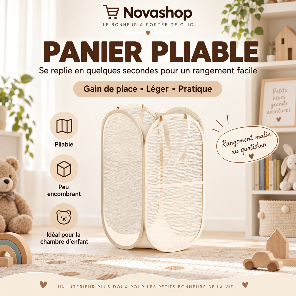 Grand Panier de Rangement Pliable pour Jouets avec Poignées