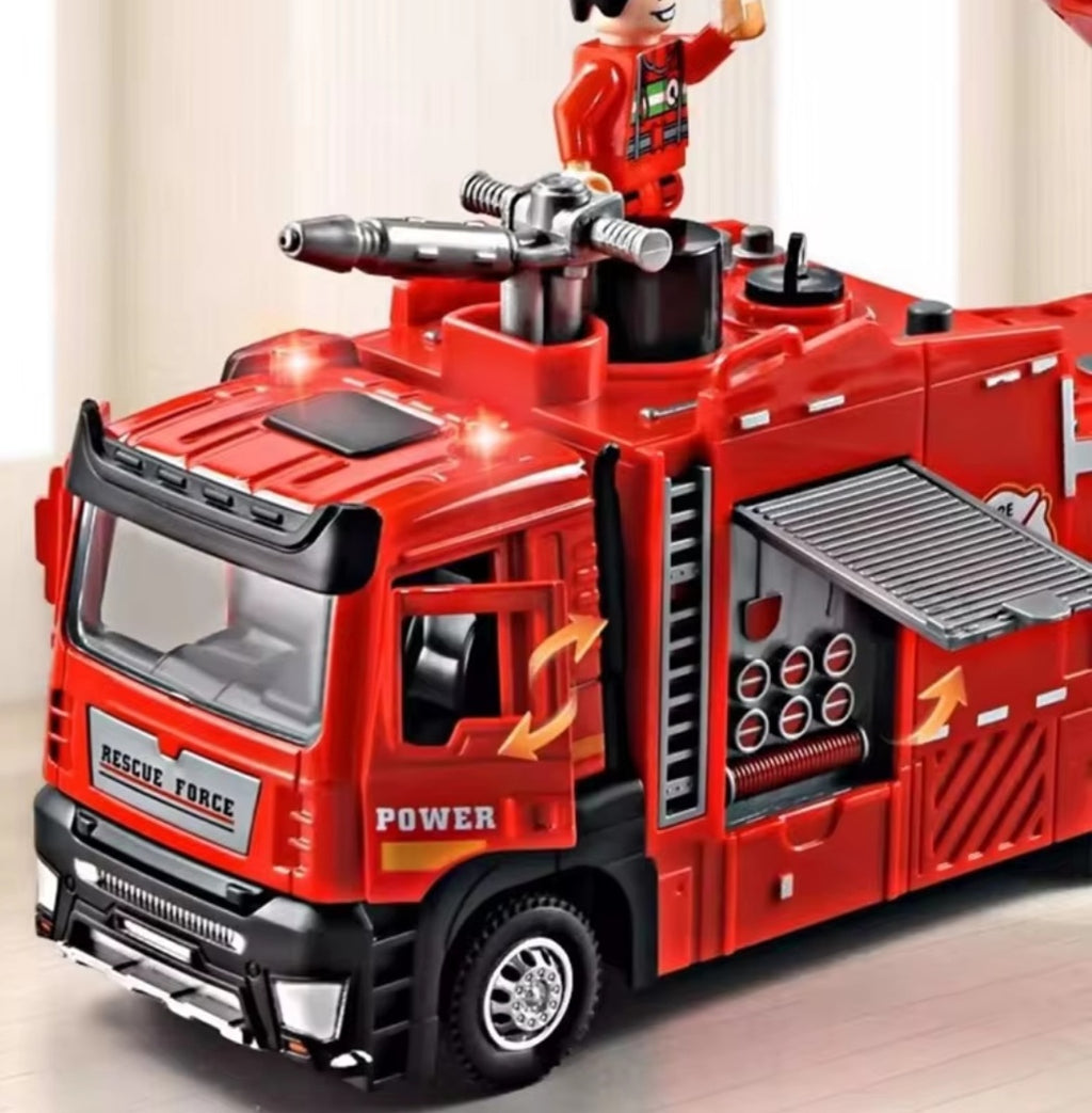 Camion de pompier à échelle avec canon à eau – Sons, lumières et brumisateur