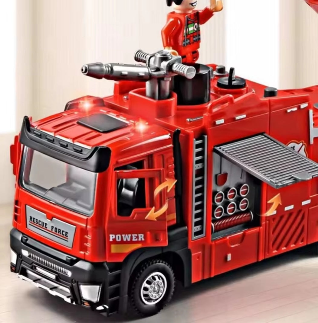 Camion de pompier à échelle avec canon à eau – Sons, lumières et brumisateur