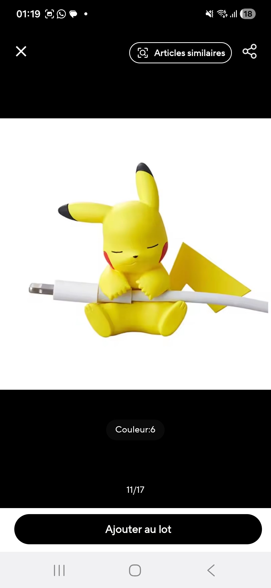Protège-câble Pokémon – Lot de 6 Figurines Adorables pour Chargeur USB