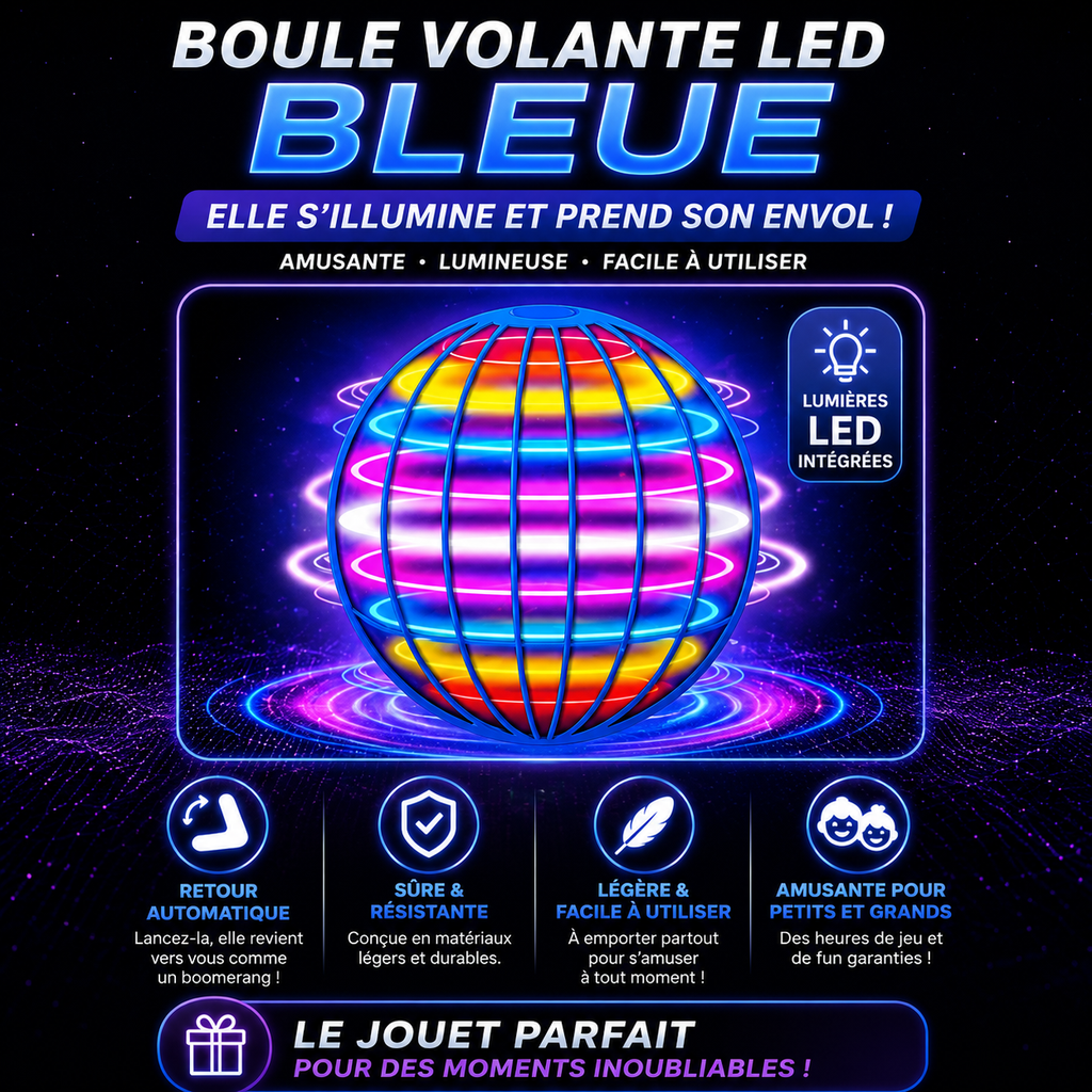 Boule Volante LED Magique – Retour Boomerang Automatique | Jouet Lumineux Rechargeable