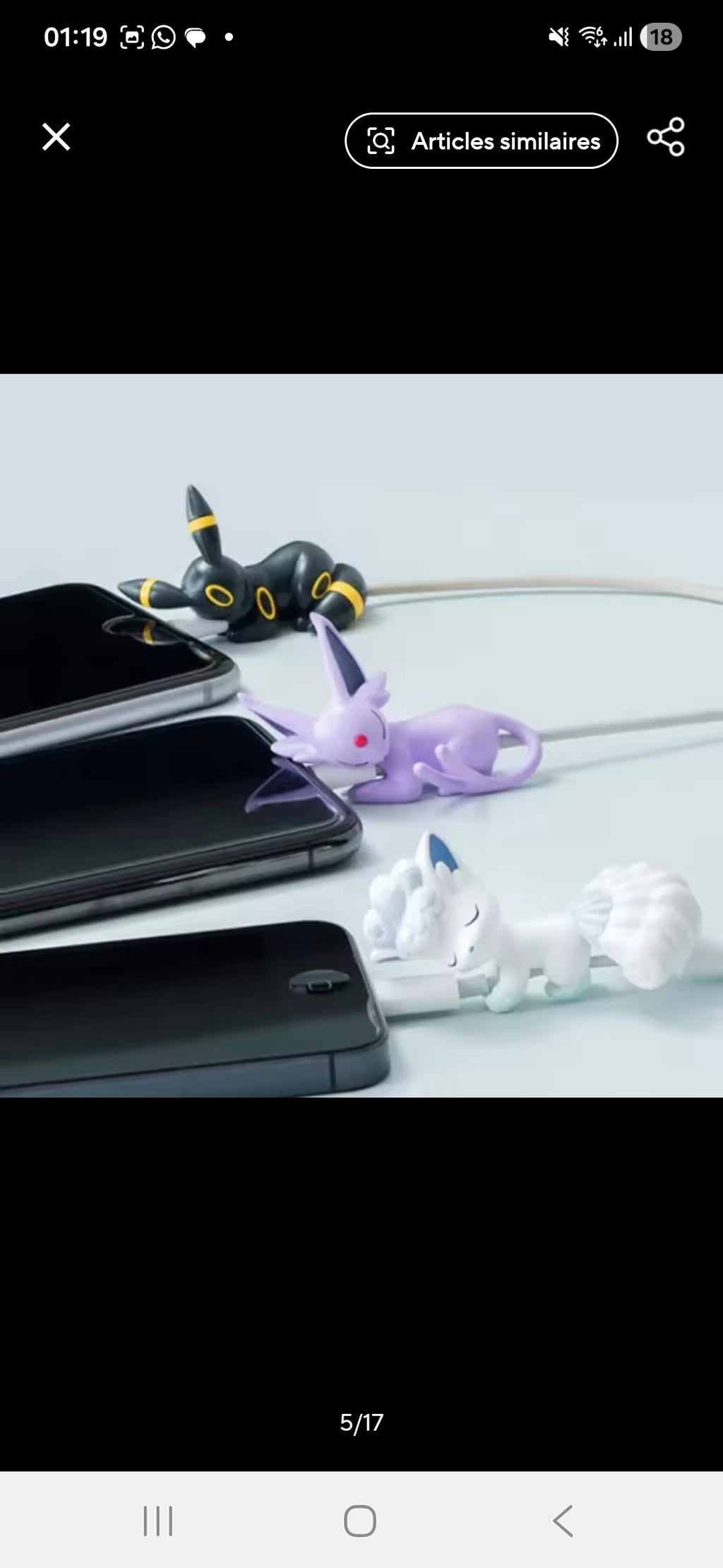 Protège-câble Pokémon – Lot de 6 Figurines Adorables pour Chargeur USB