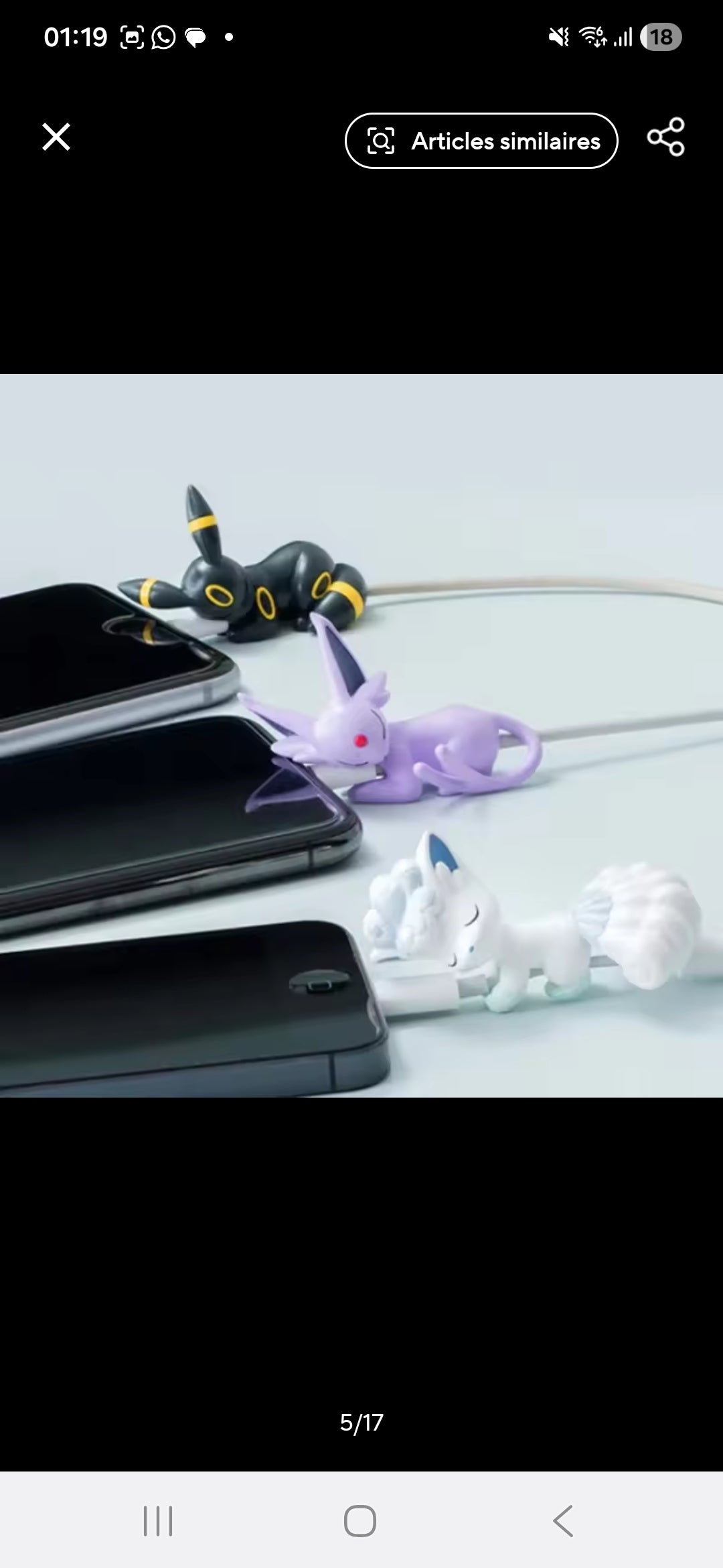 Protège-câble Pokémon – Lot de 6 Figurines Adorables pour Chargeur USB