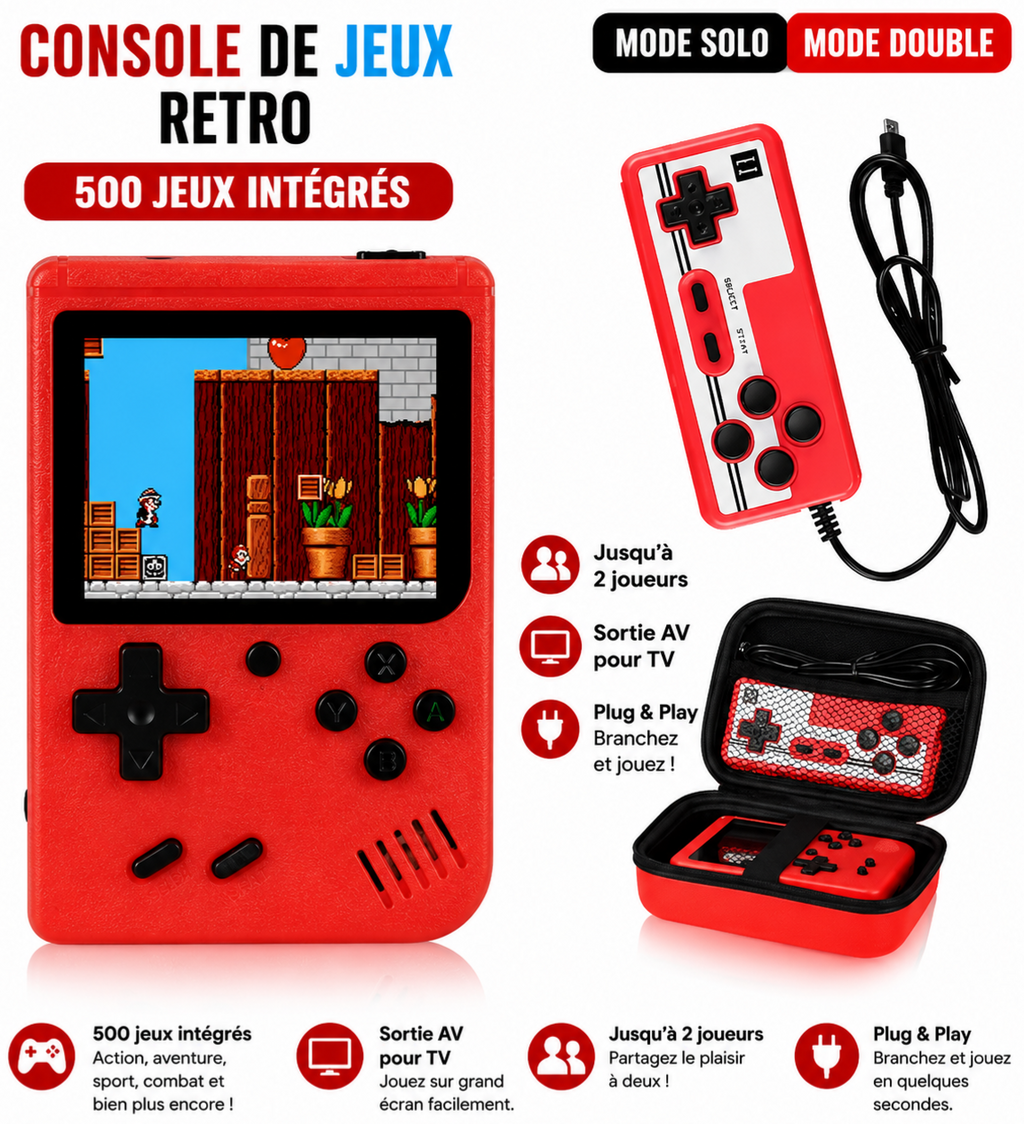 Console de Jeux Rétro – 500 Jeux Intégrés & Mode 2 Joueurs 🕹️🔥