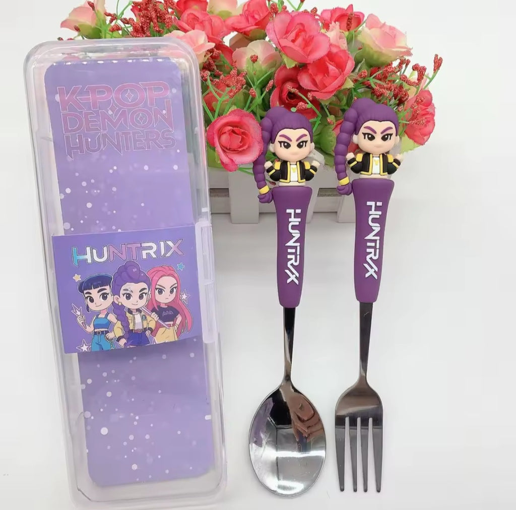 Set de Couverts K-Pop HUNTR/X – Cuillères et Fourchettes avec Manche Décoré