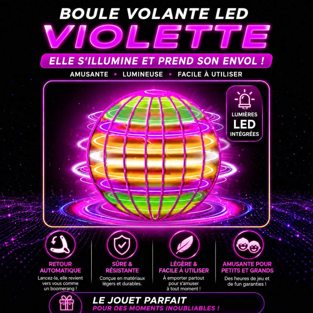 Boule Volante LED Magique – Retour Boomerang Automatique | Jouet Lumineux Rechargeable