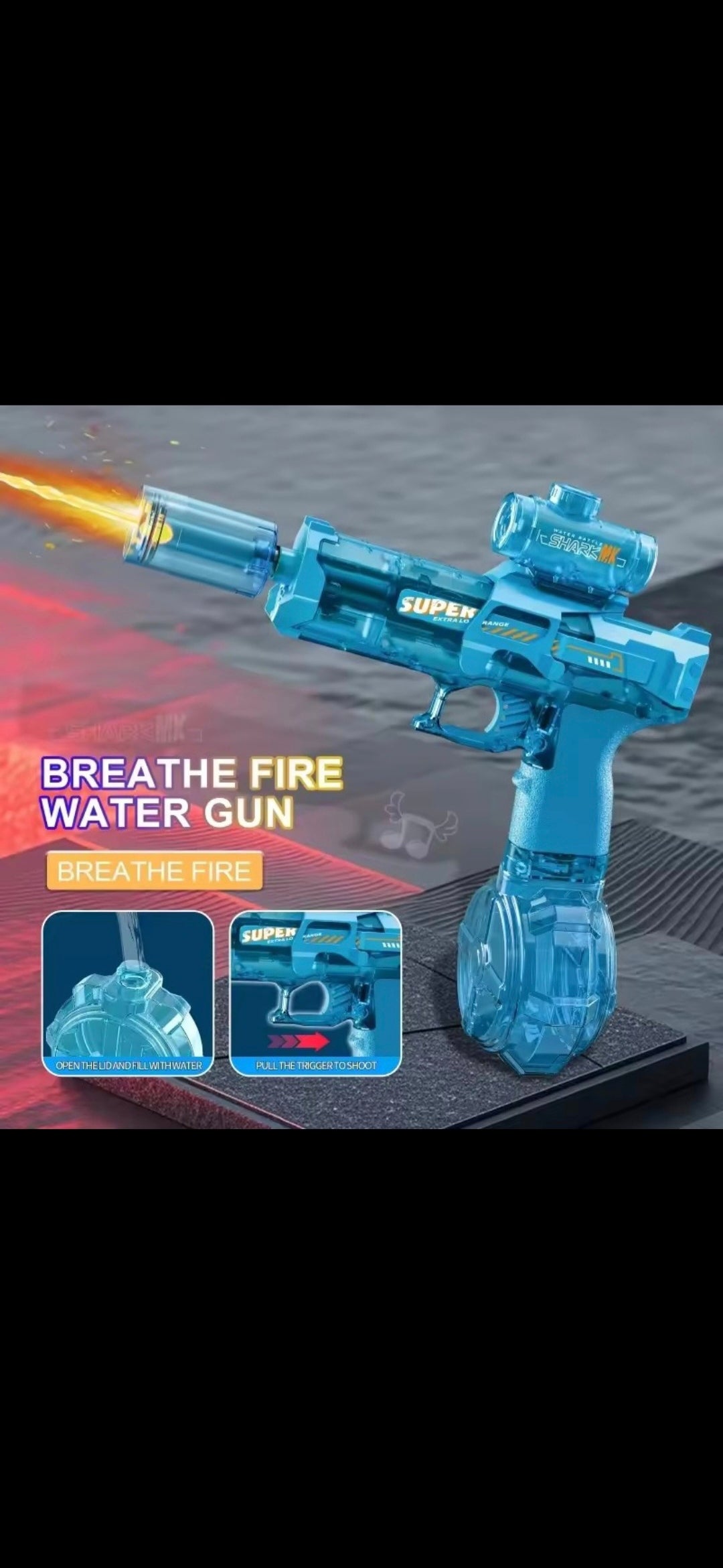 Pistolet à Eau Électrique LED Rechargeable – Longue Portée