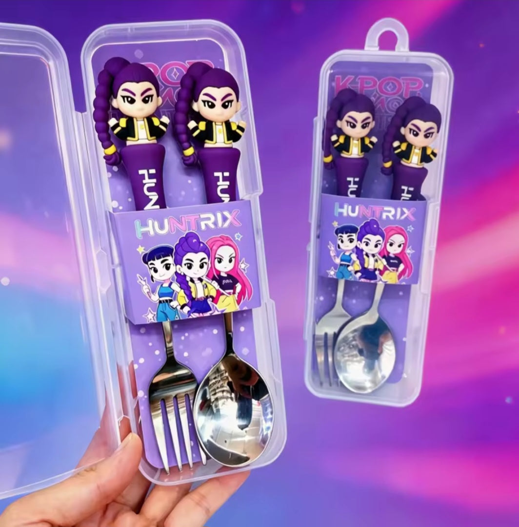 Set de Couverts K-Pop HUNTR/X – Cuillères et Fourchettes avec Manche Décoré