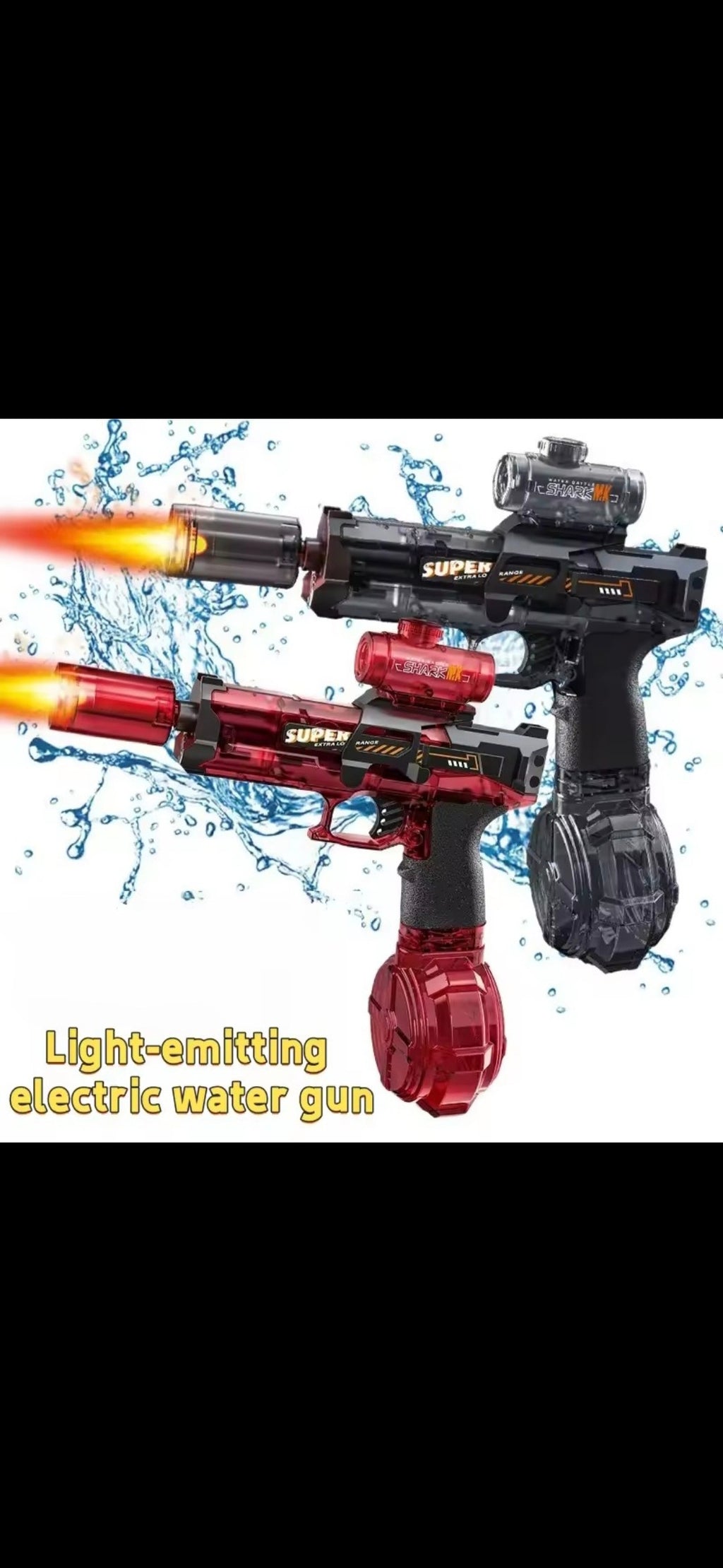 Pistolet à Eau Électrique LED Rechargeable – Longue Portée