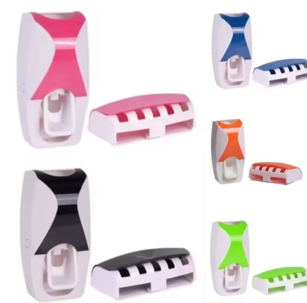 🪥✨ Distributeur de dentifrice mural avec porte-brosses à dents