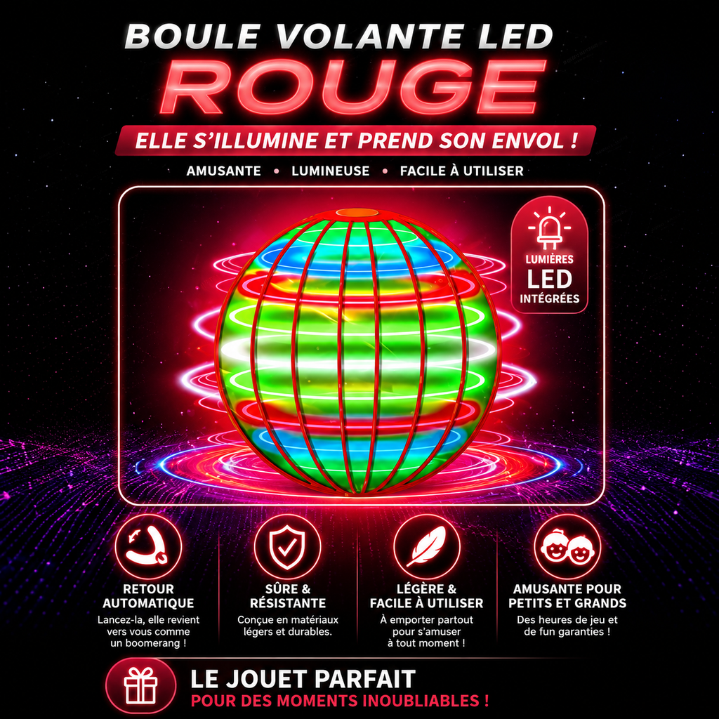 Boule Volante LED Magique – Retour Boomerang Automatique | Jouet Lumineux Rechargeable