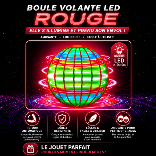 Boule Volante LED Magique – Retour Boomerang Automatique | Jouet Lumineux Rechargeable