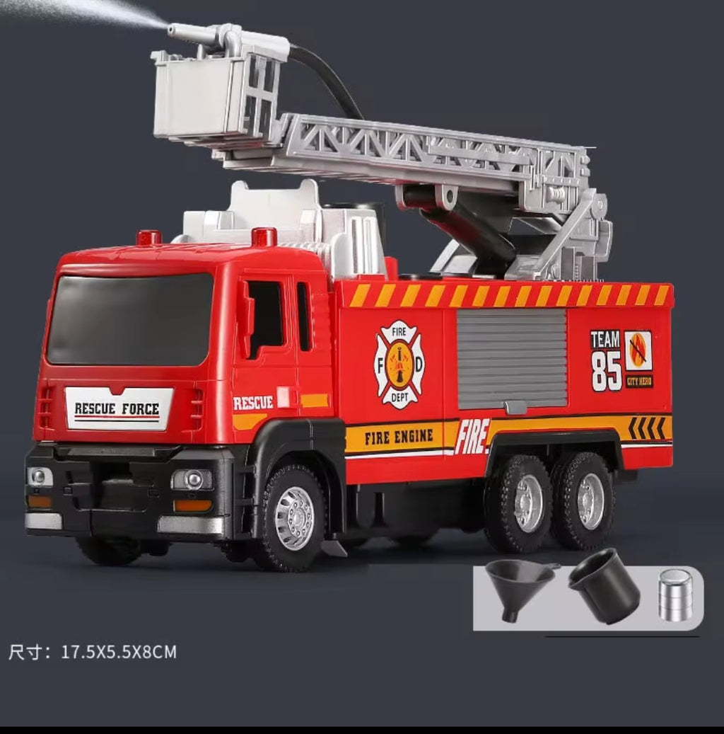Camion de pompier à échelle avec canon à eau – Sons, lumières et brumisateur