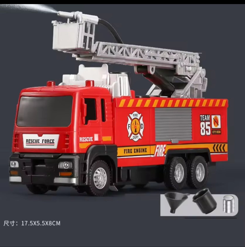 Camion de pompier à échelle avec canon à eau – Sons, lumières et brumisateur
