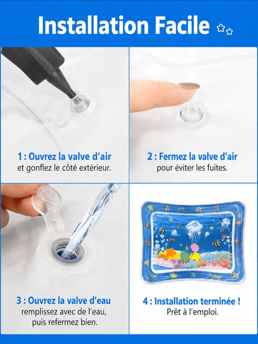 Tapis d'Éveil Aquatique pour Bébé – Jeu Sensoriel Gonflable avec Eau