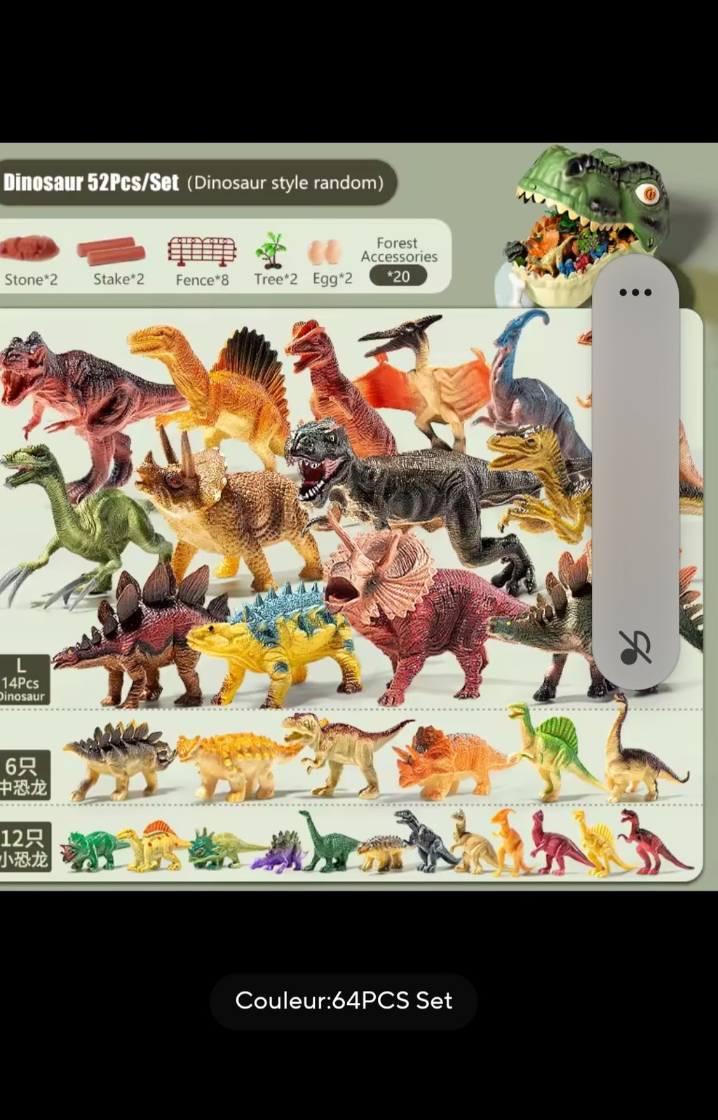 Coffret Dinosaures XXL – 64 pièces avec Tête de T-Rex et accessoires