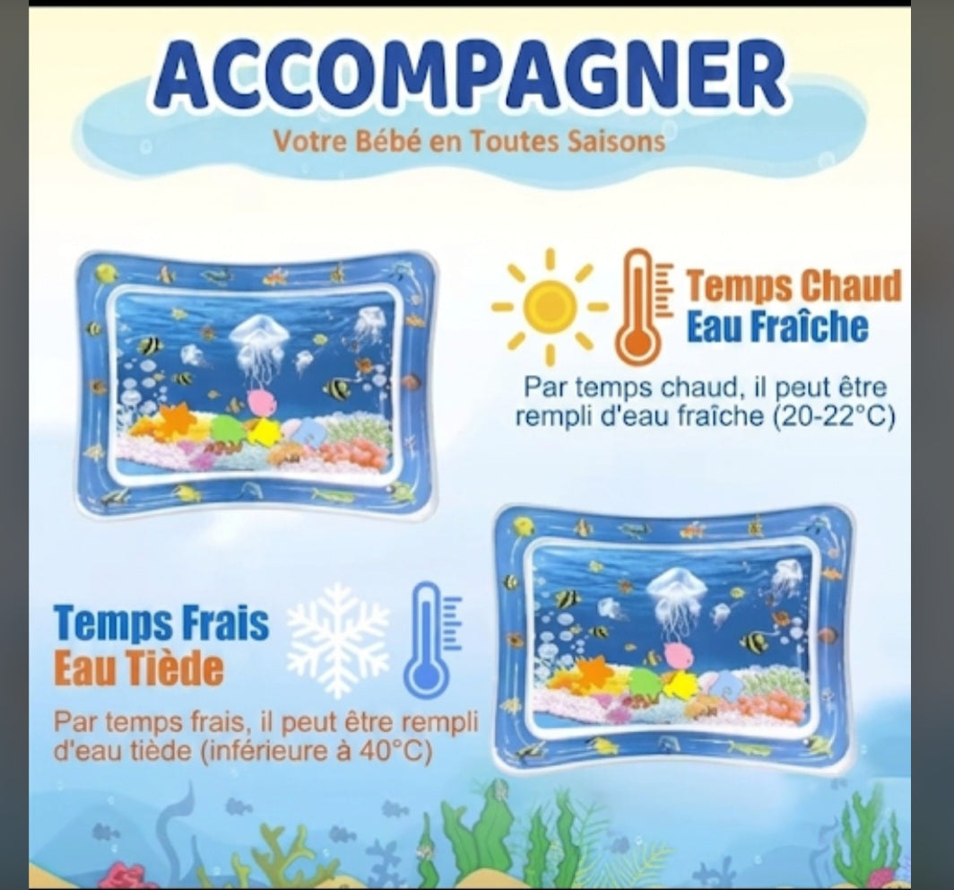 Tapis d'Éveil Aquatique pour Bébé – Jeu Sensoriel Gonflable avec Eau