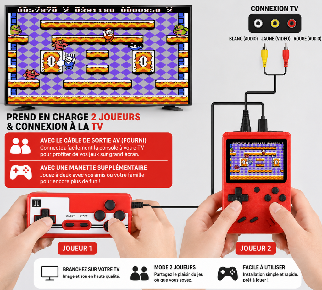 Console de Jeux Rétro – 500 Jeux Intégrés & Mode 2 Joueurs 🕹️🔥