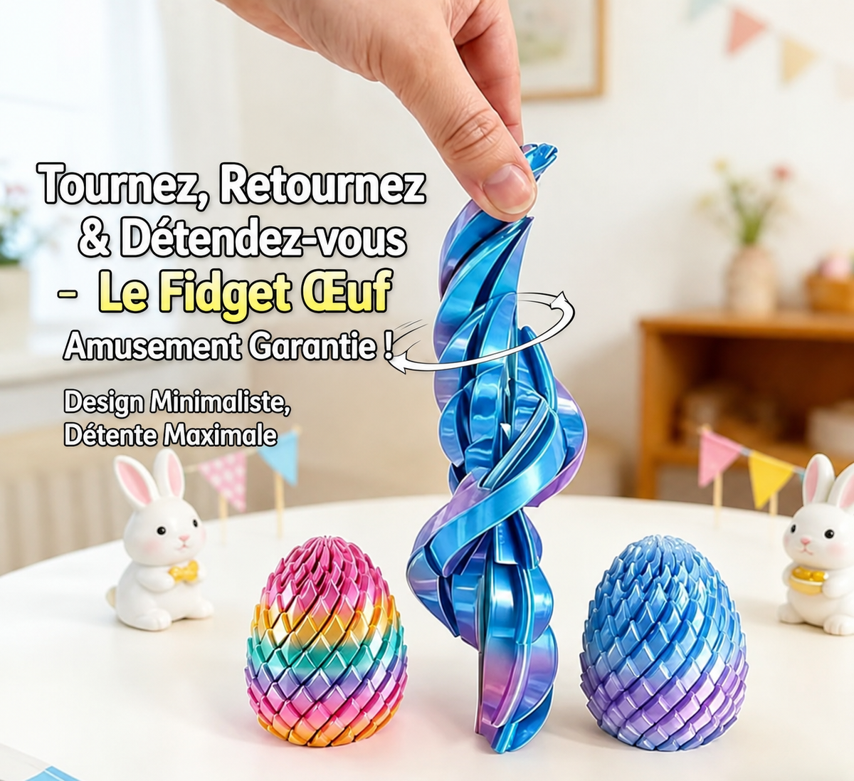 Fidget Œuf Magique Rotatif – Jouet Anti-Stress Sensoriel 🌀✨