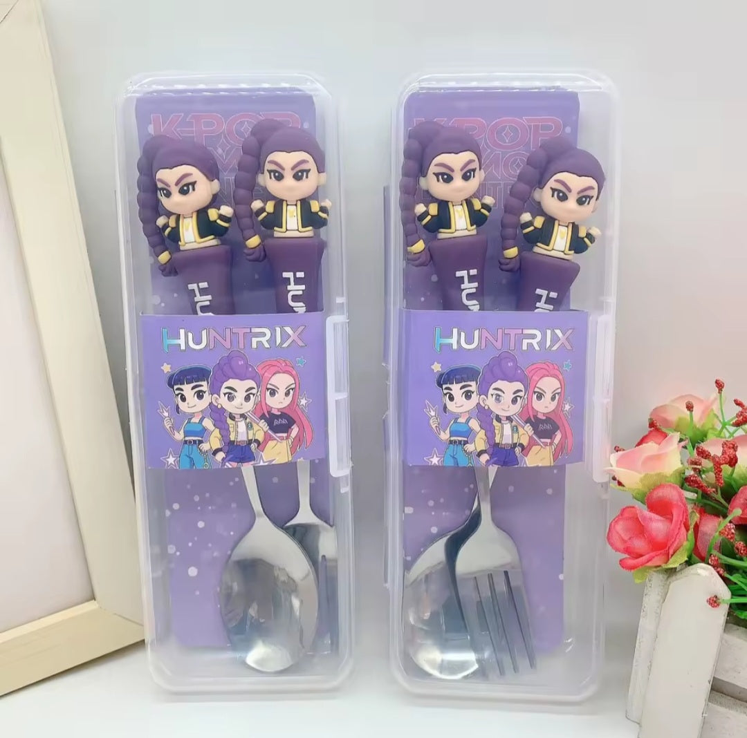 Set de Couverts K-Pop HUNTR/X – Cuillères et Fourchettes avec Manche Décoré