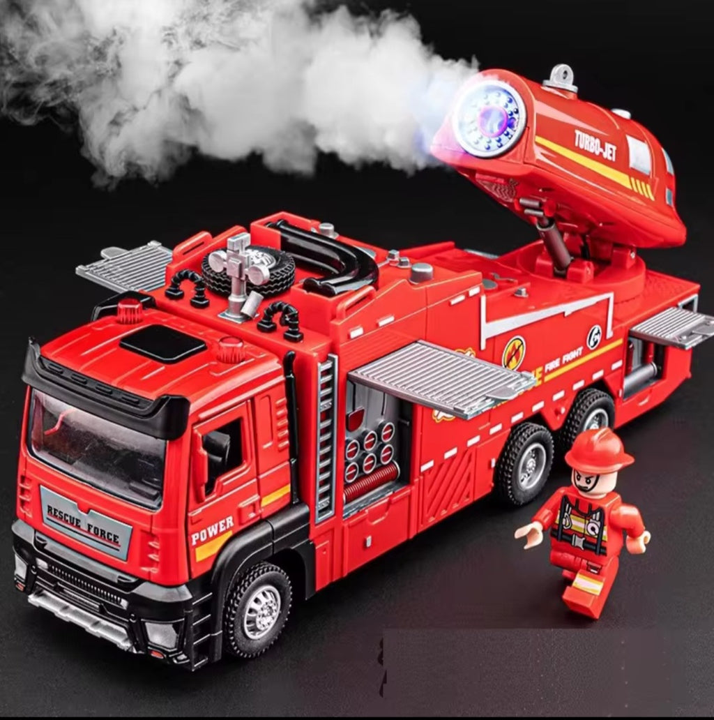 Camion de pompier à échelle avec canon à eau – Sons, lumières et brumisateur
