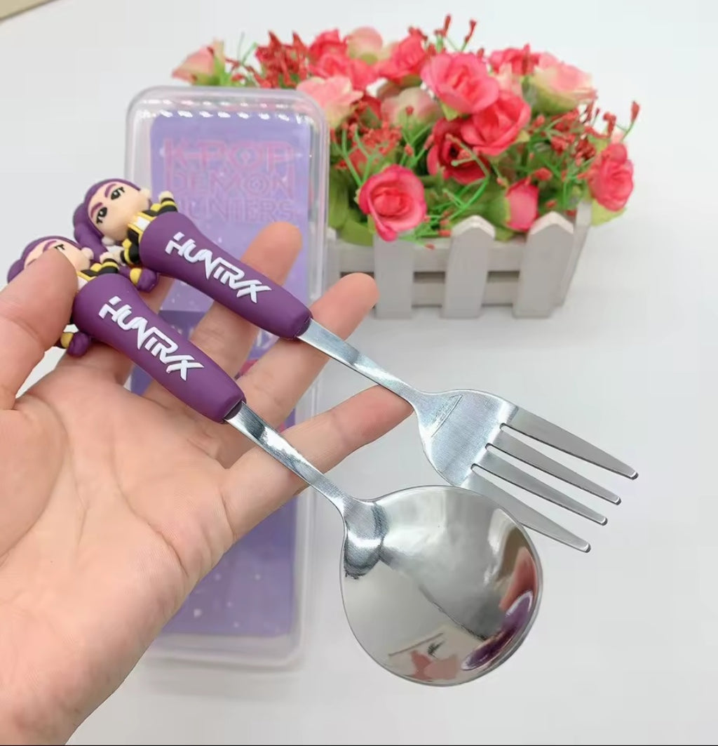 Set de Couverts K-Pop HUNTR/X – Cuillères et Fourchettes avec Manche Décoré
