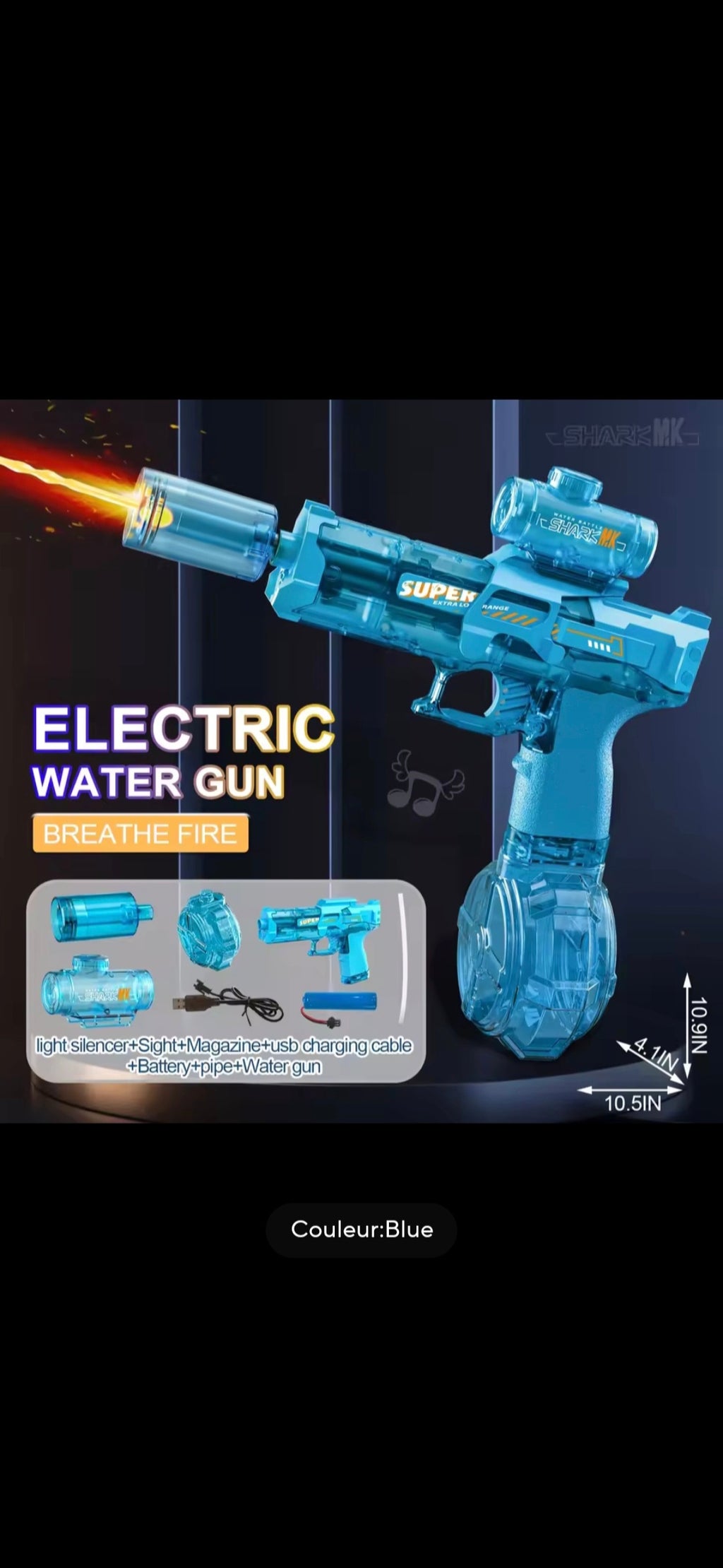 Pistolet à Eau Électrique LED Rechargeable – Longue Portée