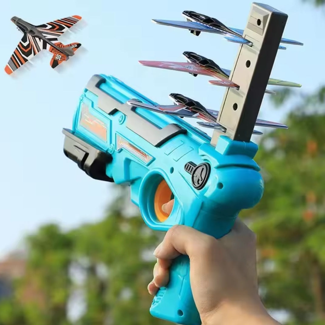 Pistolet Catapulte à Avions en Mousse – Lanceur avec 3 Avions | Jouet de Plein Air pour Enfants