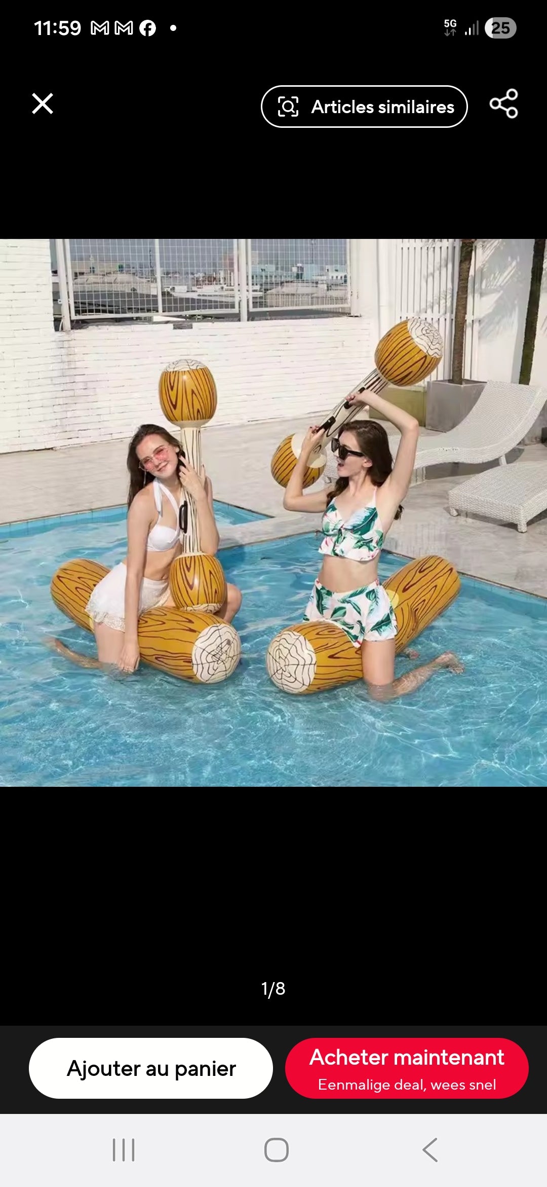 Lot de 2 ou 4 Rondins Gonflables Géants – Jeu Aquatique pour Piscine & Été