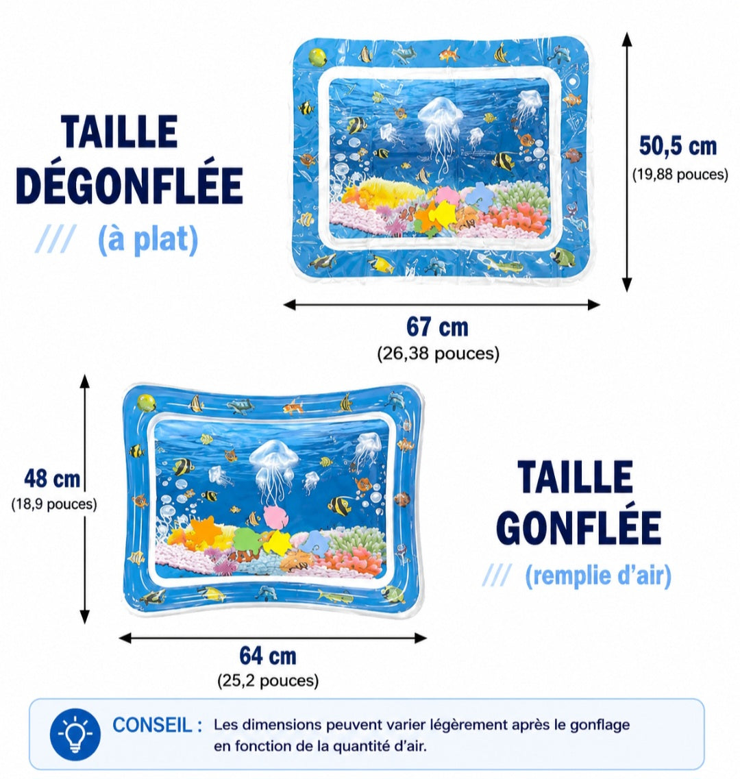 Tapis d'Éveil Aquatique pour Bébé – Jeu Sensoriel Gonflable avec Eau