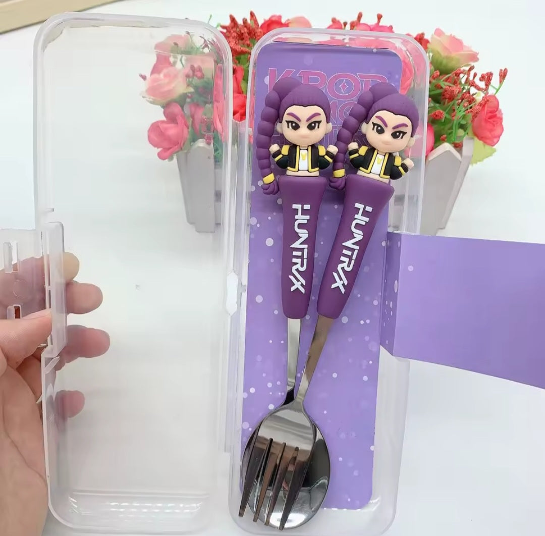 Set de Couverts K-Pop HUNTR/X – Cuillères et Fourchettes avec Manche Décoré