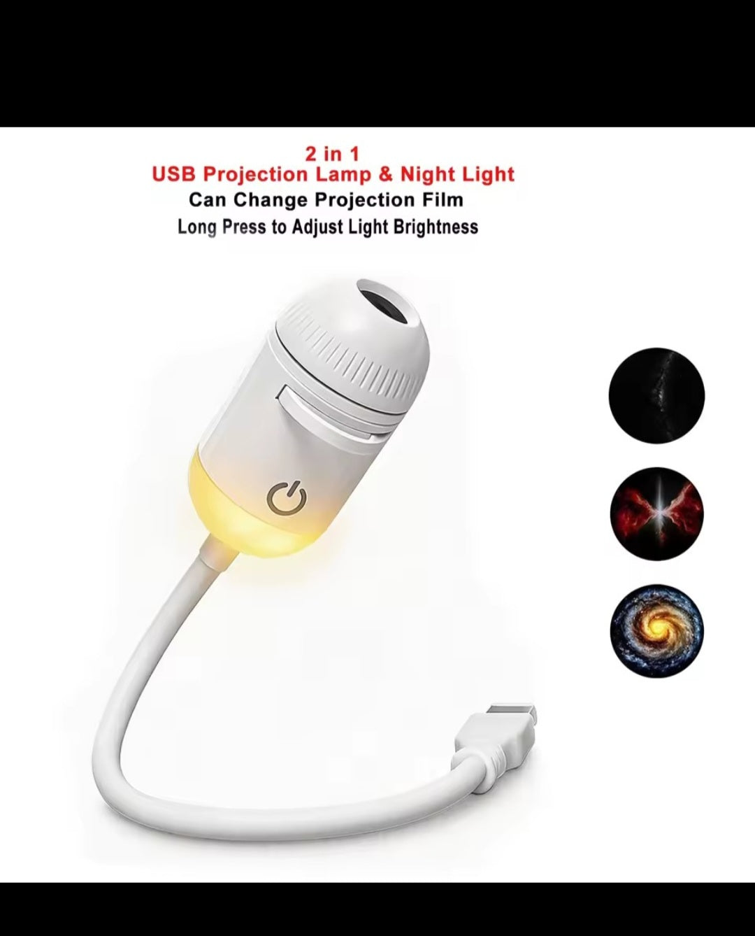 Projecteur Ciel Étoilé USB 3 en 1 – Galaxie, Lune & Saturne ✨