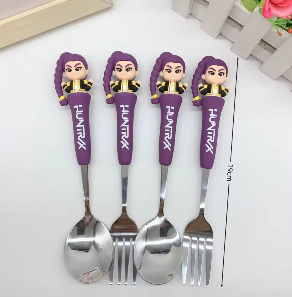 Set de Couverts K-Pop HUNTR/X – Cuillères et Fourchettes avec Manche Décoré