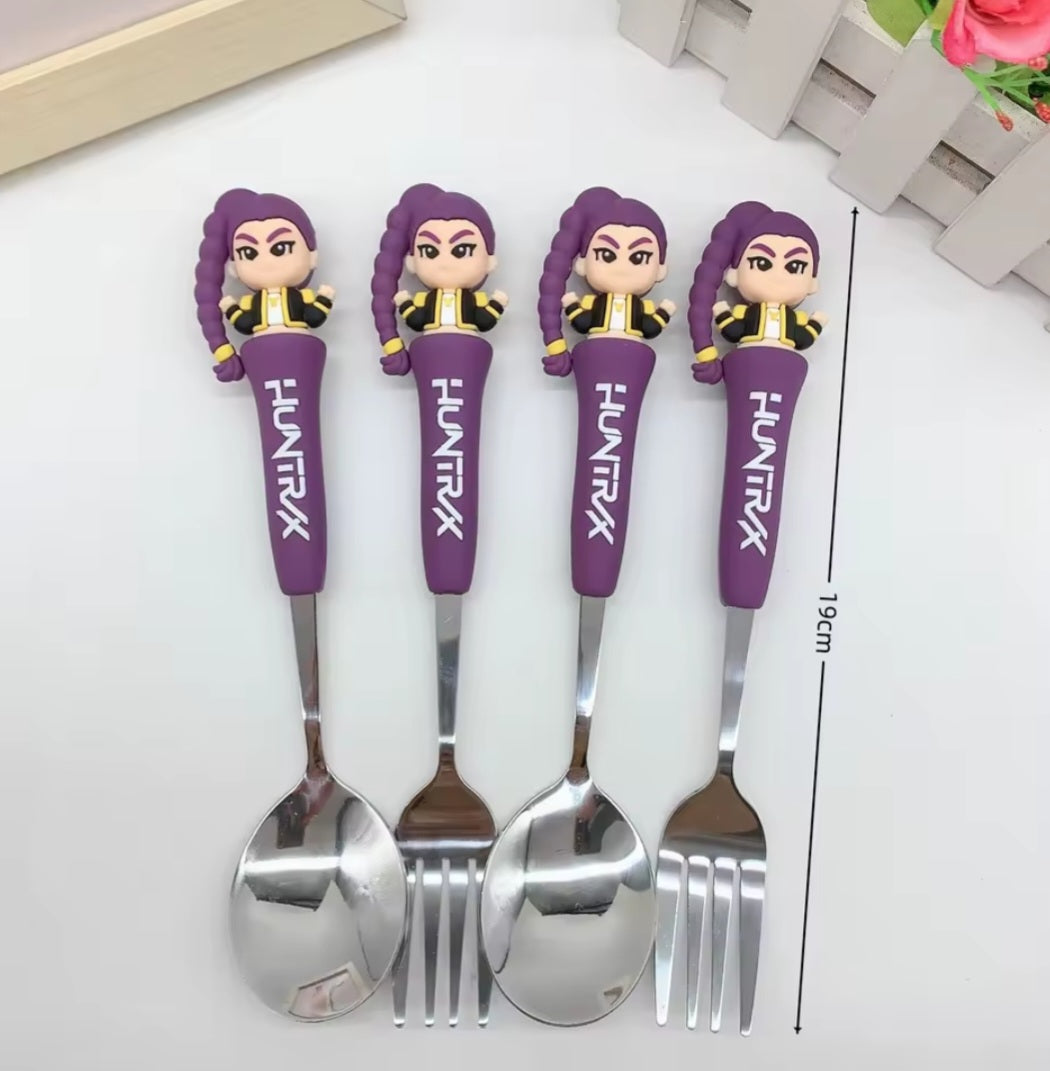 Set de Couverts K-Pop HUNTR/X – Cuillères et Fourchettes avec Manche Décoré
